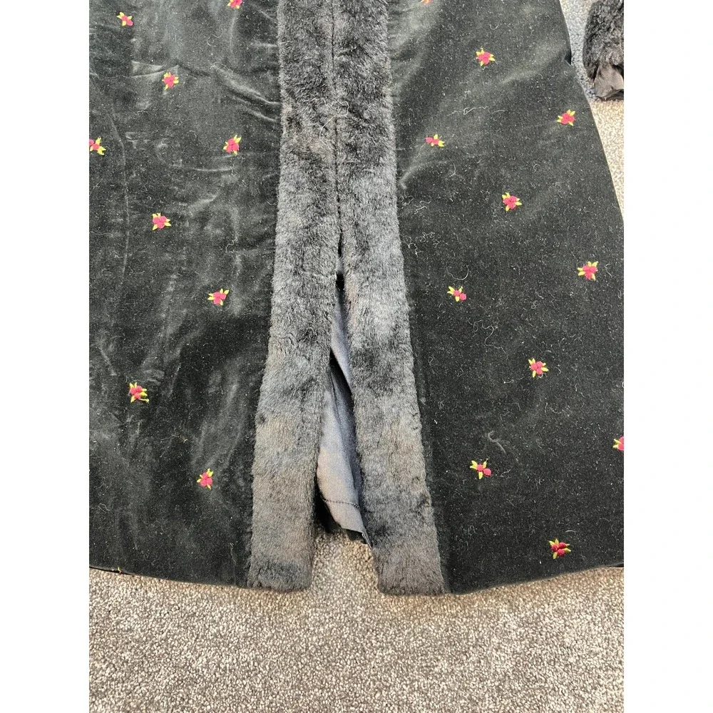 Vintage Gymboree Holiday Magic Velvet Faux Fur Embroidered Coat Girls Size 9